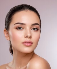 Obraz premium Close-up portrait of a young woman with flawless skin