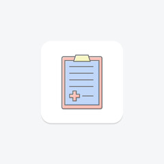 Medical History lineal color icon, vector, pixel perfect, illustrator file