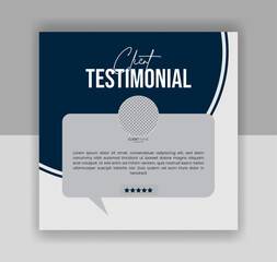 Client review or feedback testimonial social media post design template, creative and aesthetic square size unique design with star ranking