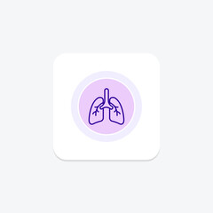 Lungs color circle icon, vector, pixel perfect, illustrator file