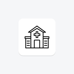 Hospital line icon, vector, pixel perfect, illustrator file