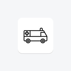 Ambulance line icon, vector, pixel perfect, illustrator file