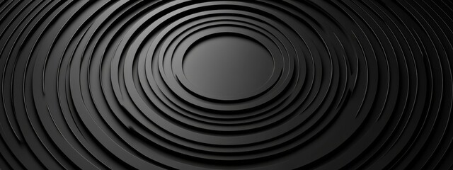 Obraz premium Abstract geometric wallpaper with concentric circles on a black background. Ideal for design templates, banners, and modern digital backgrounds.