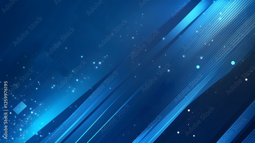 Wall mural abstract background featuring blue diagonal lines and sparkling particles