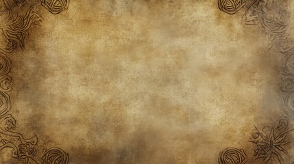 Mystical Blank Parchment with Ancient Runes: Subtle Symbolic Etchings, Moderate White Space for Creative Text or Imagery, Atmospheric Quality, Muted Tones, Enigmatic, Detailed Texture