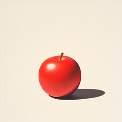 Obraz premium A perfectly round red apple sits against a light background
