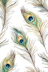 Obraz premium A pattern of peacock feather eyes.