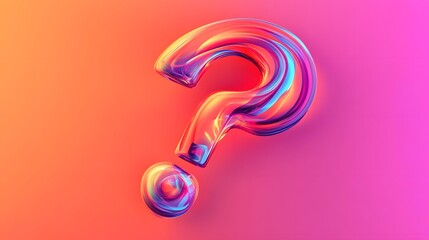 Colorful translucent question mark on a vibrant gradient background