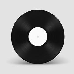 Obraz premium Old Vinyl Record Disk in Blank Paper Case with Free Space for Your Design on a white background