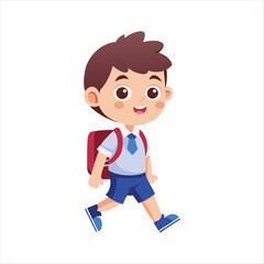 School Kid happily Going Their School Vector