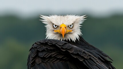 Obraz premium Majestic Bald Eagle Portrait Natural Habitat Wildlife Photography Calm Environment Close-Up View Wildlife Conservation Theme