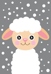 Lovely illustration with cute lamb sheep