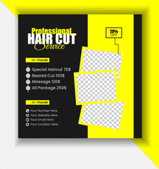 Barber shop hair salon social media post template. beauty spa business	
