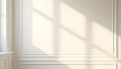 Fototapeta premium Elegant wall panel in classic style with soft white colors representing sophistication with copy space