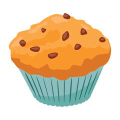 Muffins with chocolate topping. Vector illustration