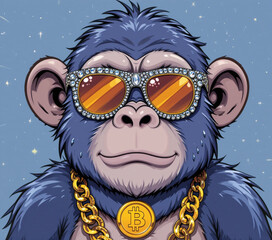 Fototapeta premium NFT funny cartoon Monkey