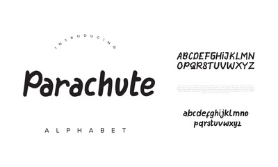 Parachute typography beauty fashion elegant minimalist serif italic fonts decorative wedding vintage retro logos. Minimal luxury font alphabet logo. Vector illustration