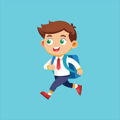 School Kid happily Going Their School Vector