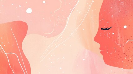Fototapeta premium Abstract illustration showing a woman s profile in peach tones