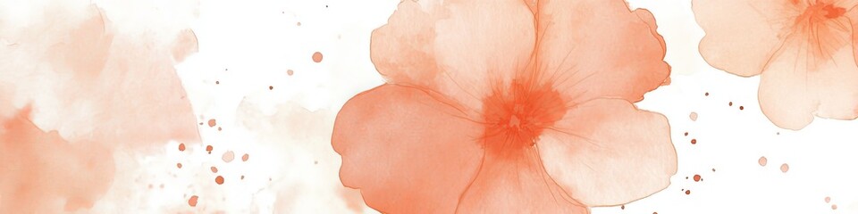 Pastel Orange Watercolor Floral Background, Artistic Design Element, Soft Gradient Texture,