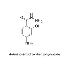 4-Amino-2-hydroxybenzohydrazide skeletal structure.Benzohydrazide derivative compound schematic illustration. Simple diagram, chemical structure.