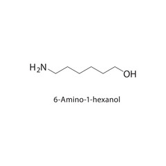 6-Amino-1-hexanol skeletal structure.Amino alcohol compound schematic illustration. Simple diagram, chemical structure.