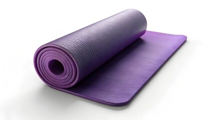 Obraz premium a yoga mat with a velvet texture, gradient purple design, and elastic strap on white a white background