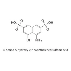 4-Amino-5-hydroxy-2,7- naphthalenedisulfonic acid skeletal structure.Naphthalenedisulfonic acid compound schematic illustration. Simple diagram, chemical structure.