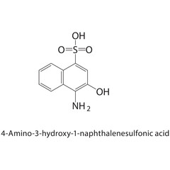 4-Amino-3-hydroxy-1-naphthalenesulfonic acid skeletal structure.Naphthalenedisulfonic acid compound schematic illustration. Simple diagram, chemical structure.