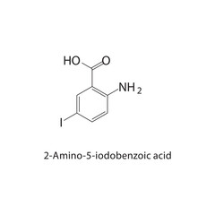 2-Amino-5-iodobenzoic acid skeletal structure.Halogenated benzoic acid compound schematic illustration. Simple diagram, chemical structure.