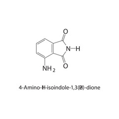 4-Amino-1H-isoindole1,3(2H)-dione skeletal structure.Isoindole derivative compound schematic illustration. Simple diagram, chemical structure.