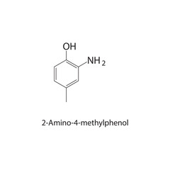 2-Amino-4-methylphenol skeletal structure.Aminophenol derivative compound schematic illustration. Simple diagram, chemical structure.