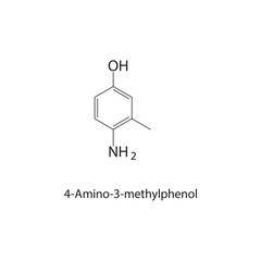 4-Amino-3-methylphenol skeletal structure.Aminophenol derivative compound schematic illustration. Simple diagram, chemical structure.