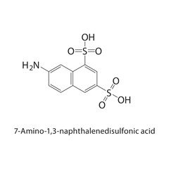 7-Amino-1,3-naphthalenedisulfonic acid skeletal structure.Naphthalenedisulfonic acid derivative compound schematic illustration. Simple diagram, chemical structure.