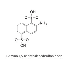 2-Amino-1,5-naphthalenedisulfonic acid skeletal structure.Naphthalenedisulfonic acid derivative compound schematic illustration. Simple diagram, chemical structure.
