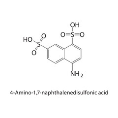 4-Amino-1,7-naphthalenedisulfonic acid skeletal structure.Naphthalenedisulfonic acid derivative compound schematic illustration. Simple diagram, chemical structure.