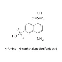 4-Amino-1,6-naphthalenedisulfonic acid skeletal structure.Naphthalenedisulfonic acid derivative compound schematic illustration. Simple diagram, chemical structure.