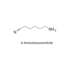 6-Aminohexanenitrile skeletal structure.Aminonitrile compound schematic illustration. Simple diagram, chemical structure.