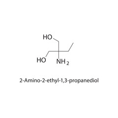 2-Amino-2-ethyl-1,3-propanediol skeletal structure.Amino alcohol compound schematic illustration. Simple diagram, chemical structure.