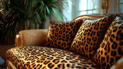 A plush and modern leopard print couch. Perfect for a stylish living room.