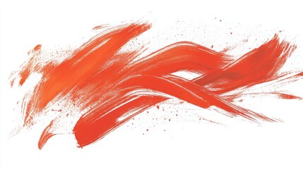 Abstract painting features dynamic textured brushstrokes in shades of orange