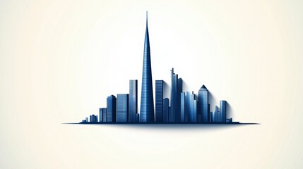 Fototapeta premium Stylized skyline of a modern city featuring iconic skyscrapers on a light background showcasing urban architecture
