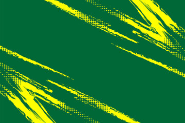 Green halftone abstract sports background with grunge texture, brush stroke and halftone effect