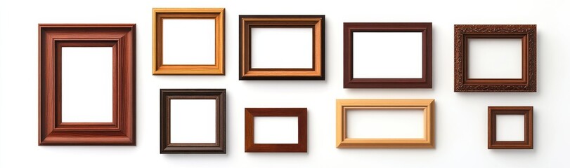 Picture frames isolated on white background luxury gold Vintage set