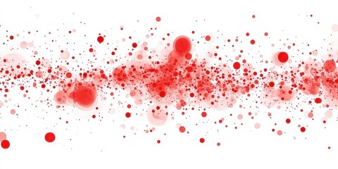 A series of scattered red circles on a white background