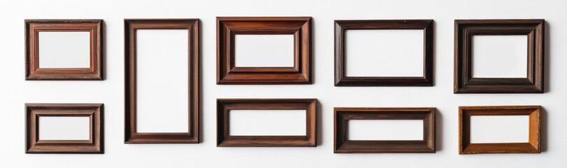 Picture frames isolated on white background luxury gold Vintage set