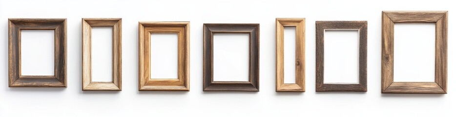 Picture frames isolated on white background luxury gold Vintage set