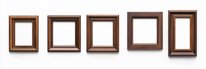 Picture frames isolated on white background luxury gold Vintage set