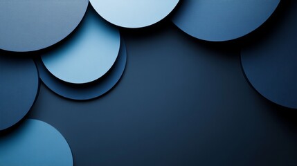 Minimalist Blue Background with Overlapping Circles for Design, Featuring White Space in the Center for Text. Abstract Geometric Modern Wallpaper Ideal for Banner Templates and Digital Projects.