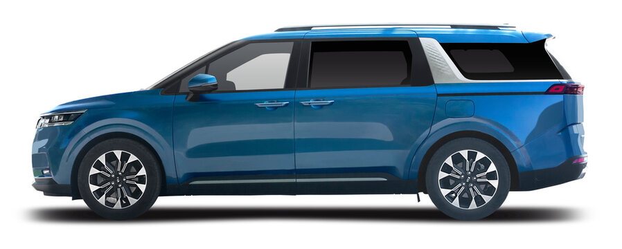 Kia Carnival MPV car, side view isolated on white. PNG